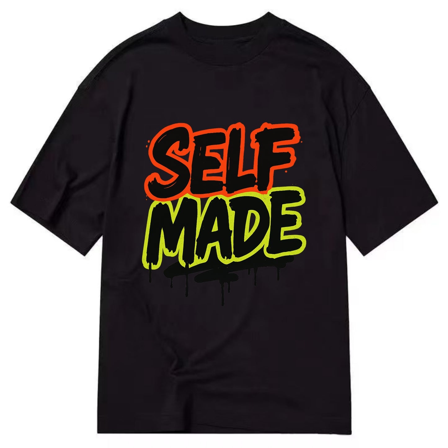 Bold typography design - "SELF MADE" - built from nothing, earned success - Classic T-shirt - Black