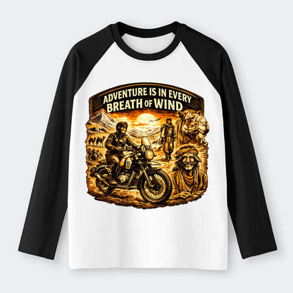 Adventure Vintage Rides - Raglan Long Sleeve T-Shirt - Black