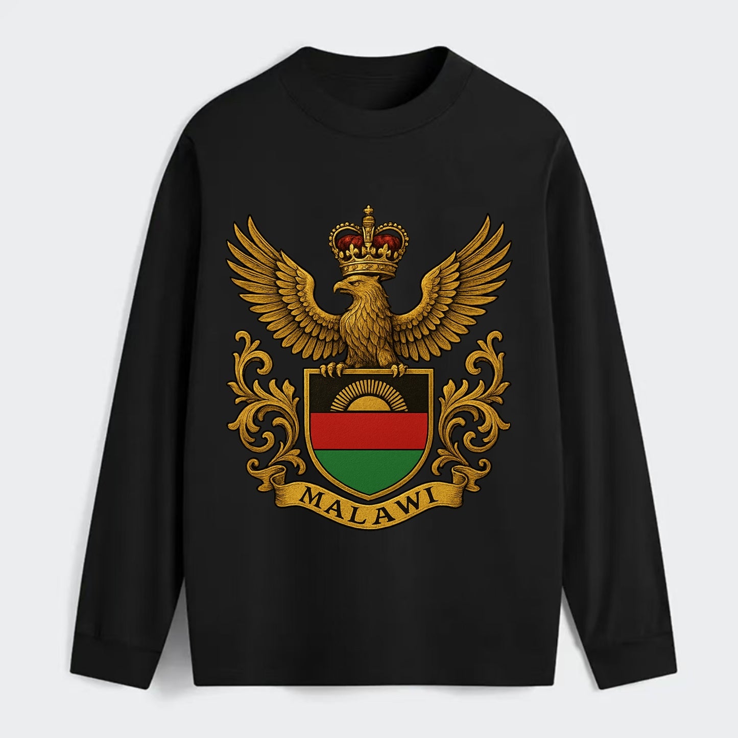 Malawi Royal Logo  - Classic Long Sleeve Shirt - Black