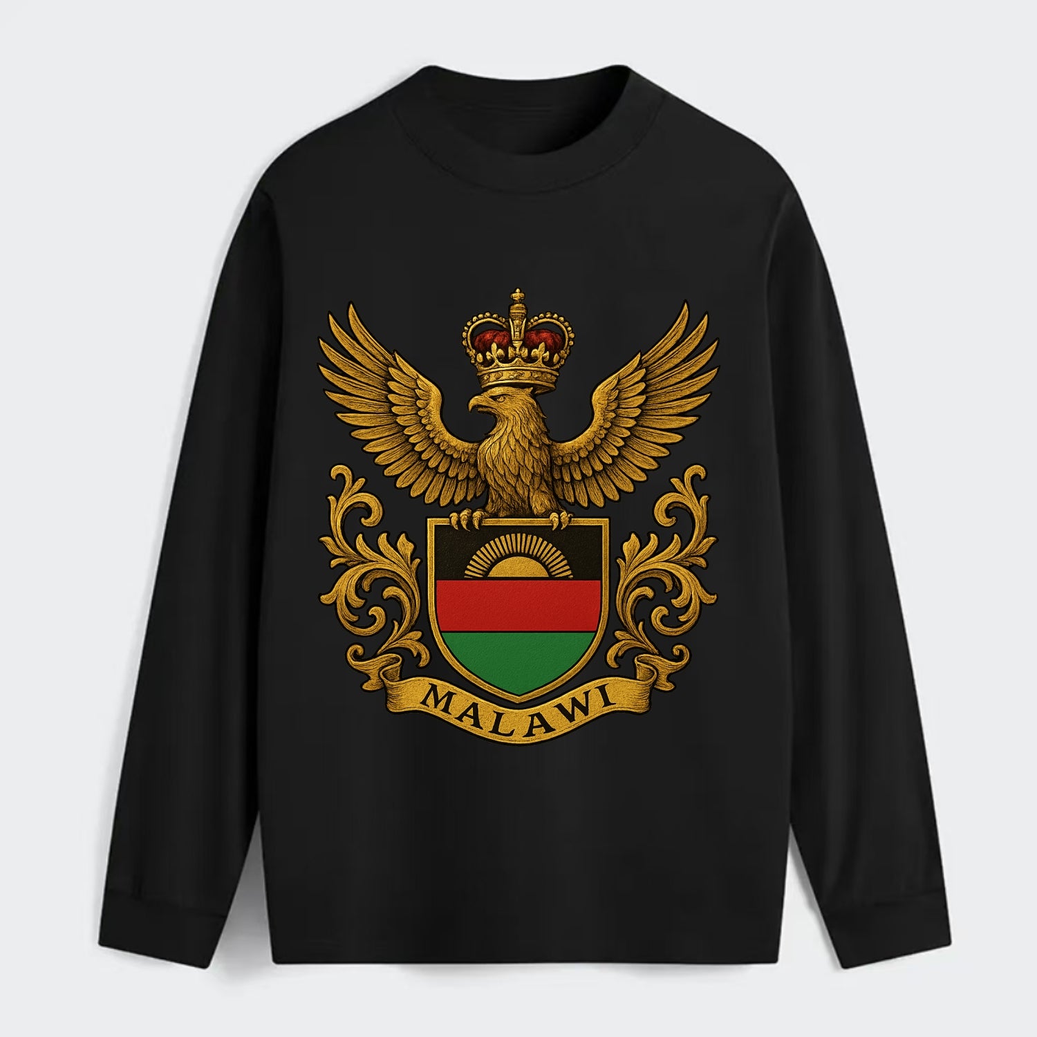 Malawi Royal Logo  - Classic Long Sleeve Shirt - Black