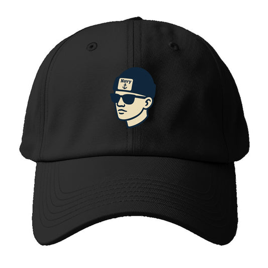 Annapolis Midshipman wearing Navy beanie with anchor patch - Baseball Cap - Black