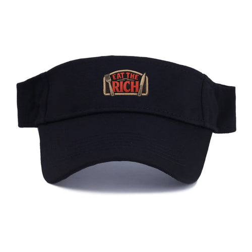 EAT THE RICH - fork and knife with text in red and silver , class war - Visor
