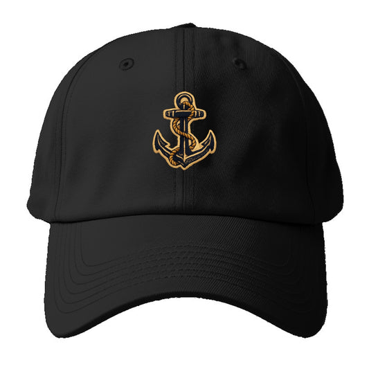 ANCHOR ROPE - classic anchor with rope in navy and gold , sailor - Baseball Cap - Black