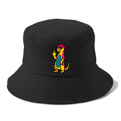 cute meerkat standing guard on hind legs, one front paw raised in sassy salute - Bucket Hat - Black