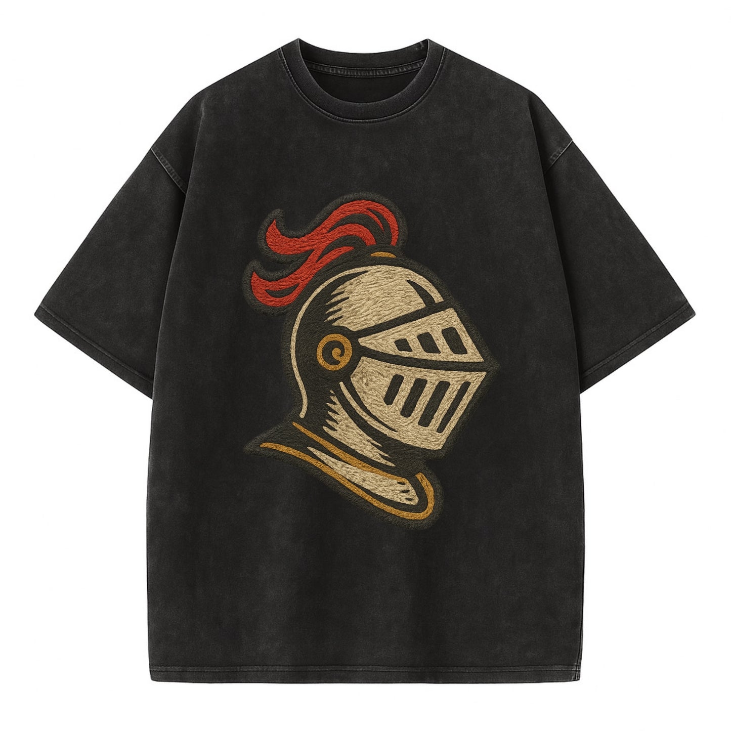Knight Helmet  - Vintage T-shirt - Black