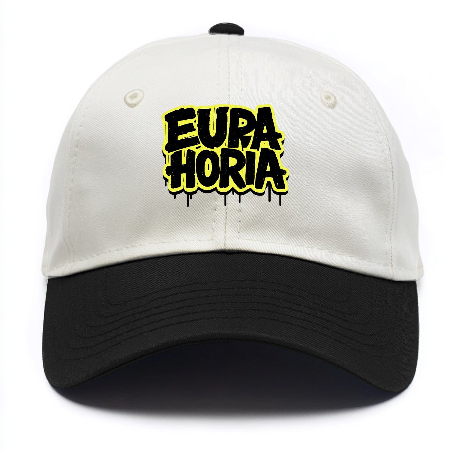 Bold typography design - "EUPHORIA" - intense happiness, ecstasy - Two Tone Cap - Black