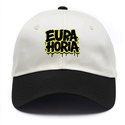 Bold typography design - "EUPHORIA" - intense happiness, ecstasy - Two Tone Cap - Black