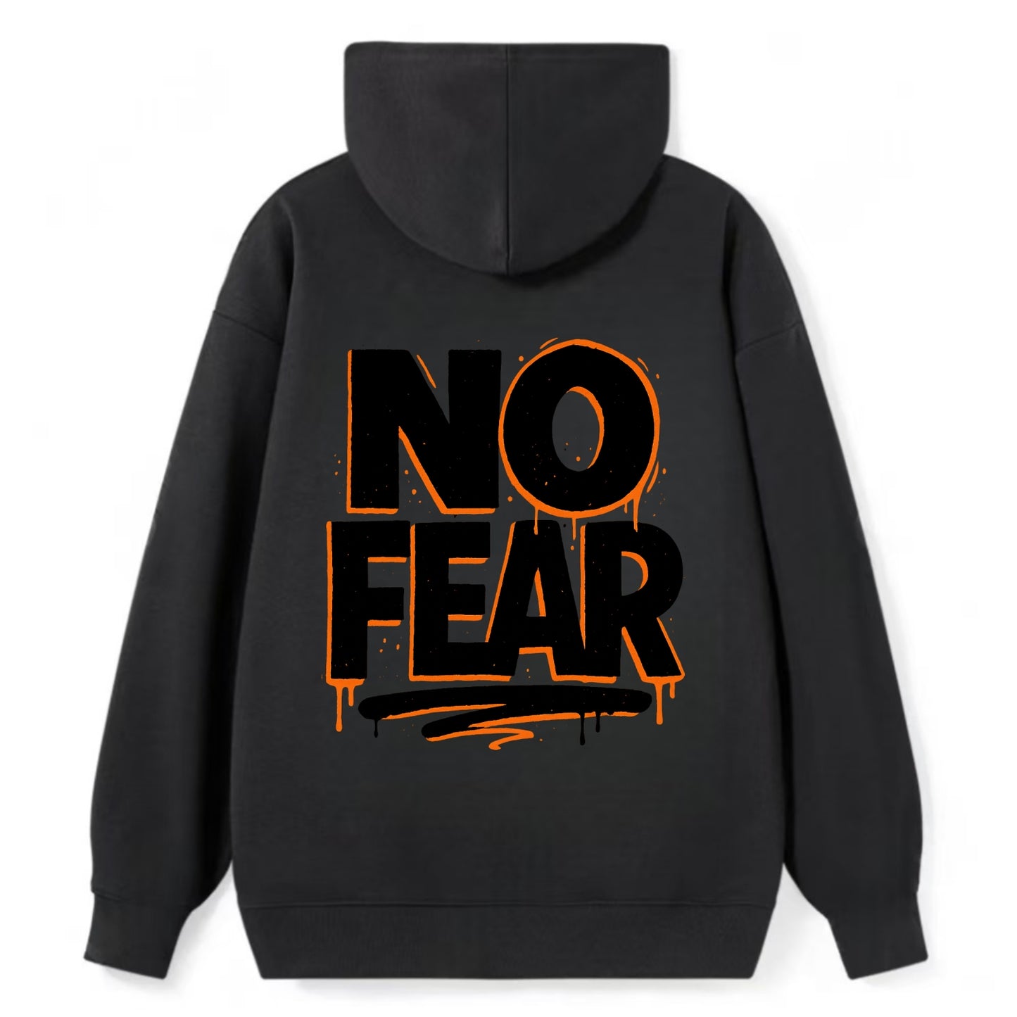 Bold typography design - "NO FEAR" - courage, bravery - Classic Pullover Hoodie - Black