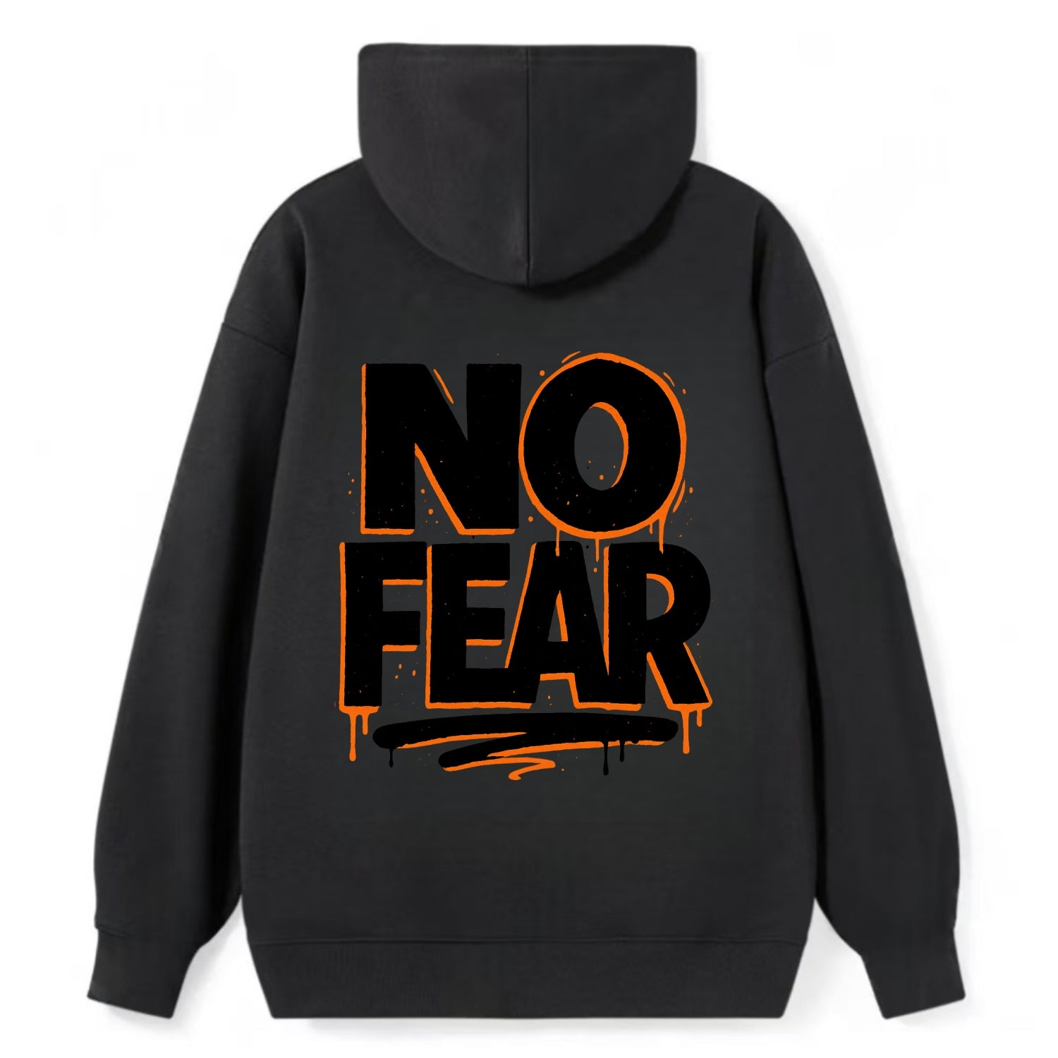 Bold typography design - "NO FEAR" - courage, bravery - Classic Pullover Hoodie - Black