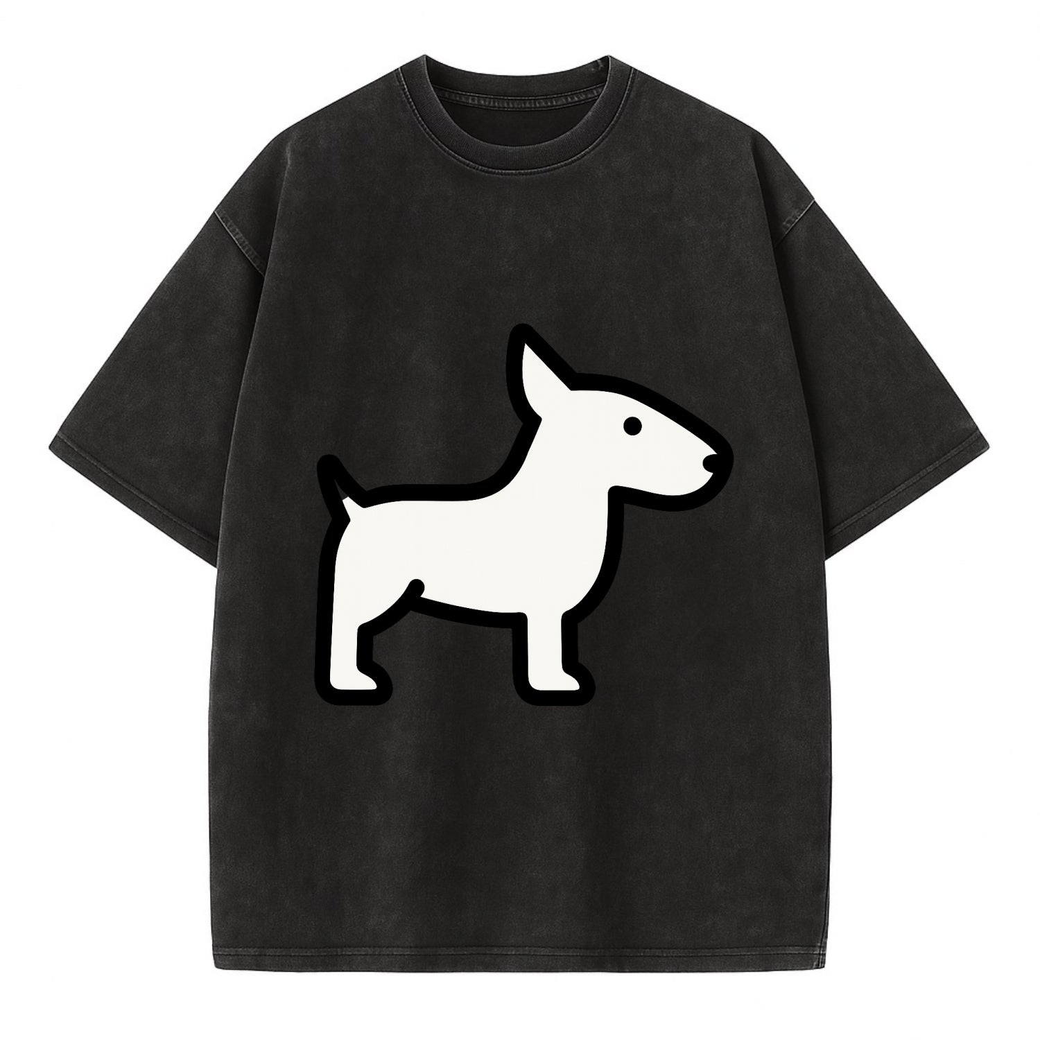 Bull Terrier - White egg-shaped head flat side profile - Vintage T-shirt - Black