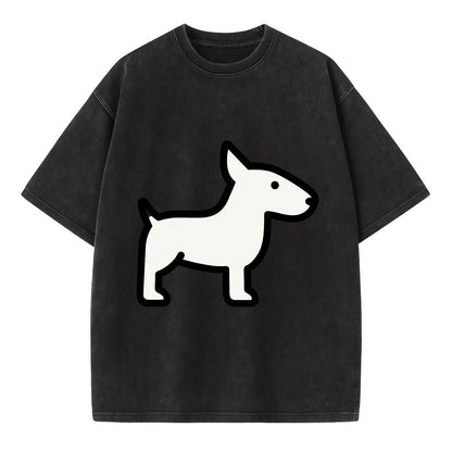 Bull Terrier - White egg-shaped head flat side profile - Vintage T-shirt - Black