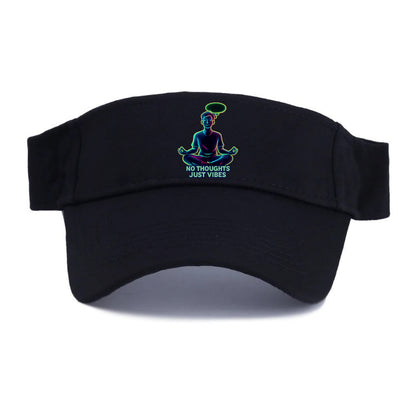 Peaceful floating figure with empty thought bubble - "no thoughts just vibes" zen state - Visor - Black