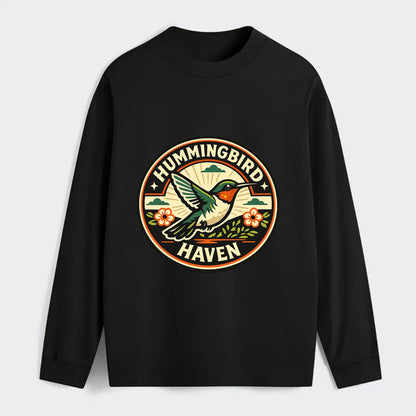 Hummingbird Sanctuary Emblem - Classic Long Sleeve Shirt - Black