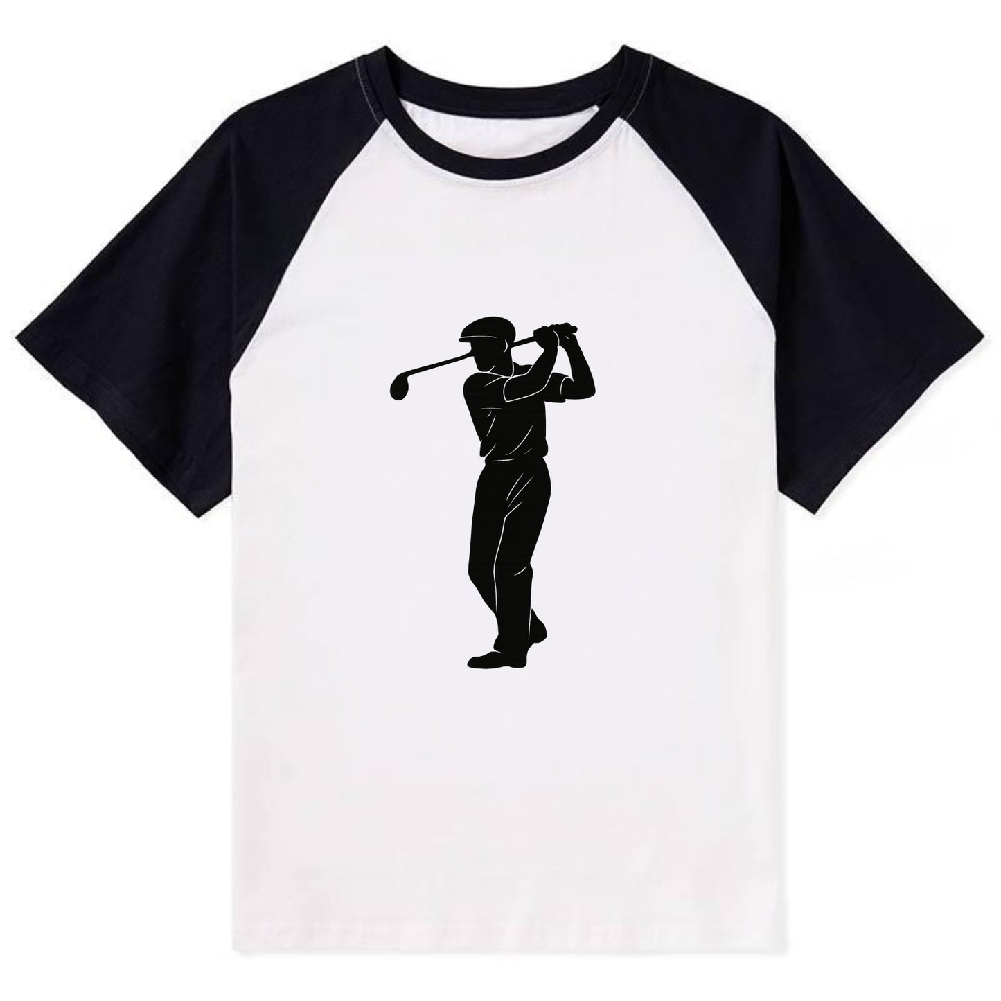 Golfer mid-swing with driver - Contrast Raglan T-shirt - Black