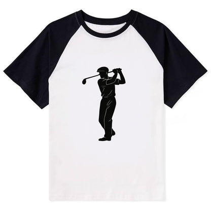 Golfer mid-swing with driver - Contrast Raglan T-shirt - Black