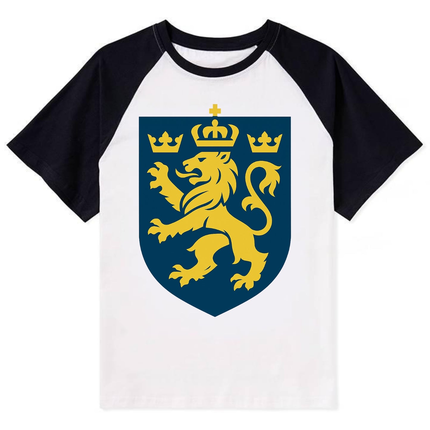 Sweden Three Crowns Emblem - Contrast Raglan T-shirt - Black