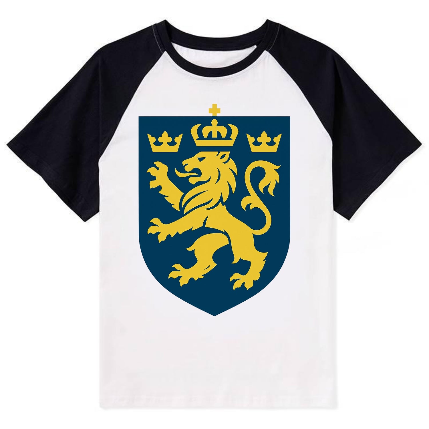 Sweden Three Crowns Emblem - Contrast Raglan T-shirt - Black