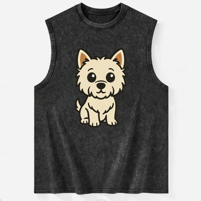 West Highland White Terrier - Alert standing pose - Vintage Washed Tank - Black