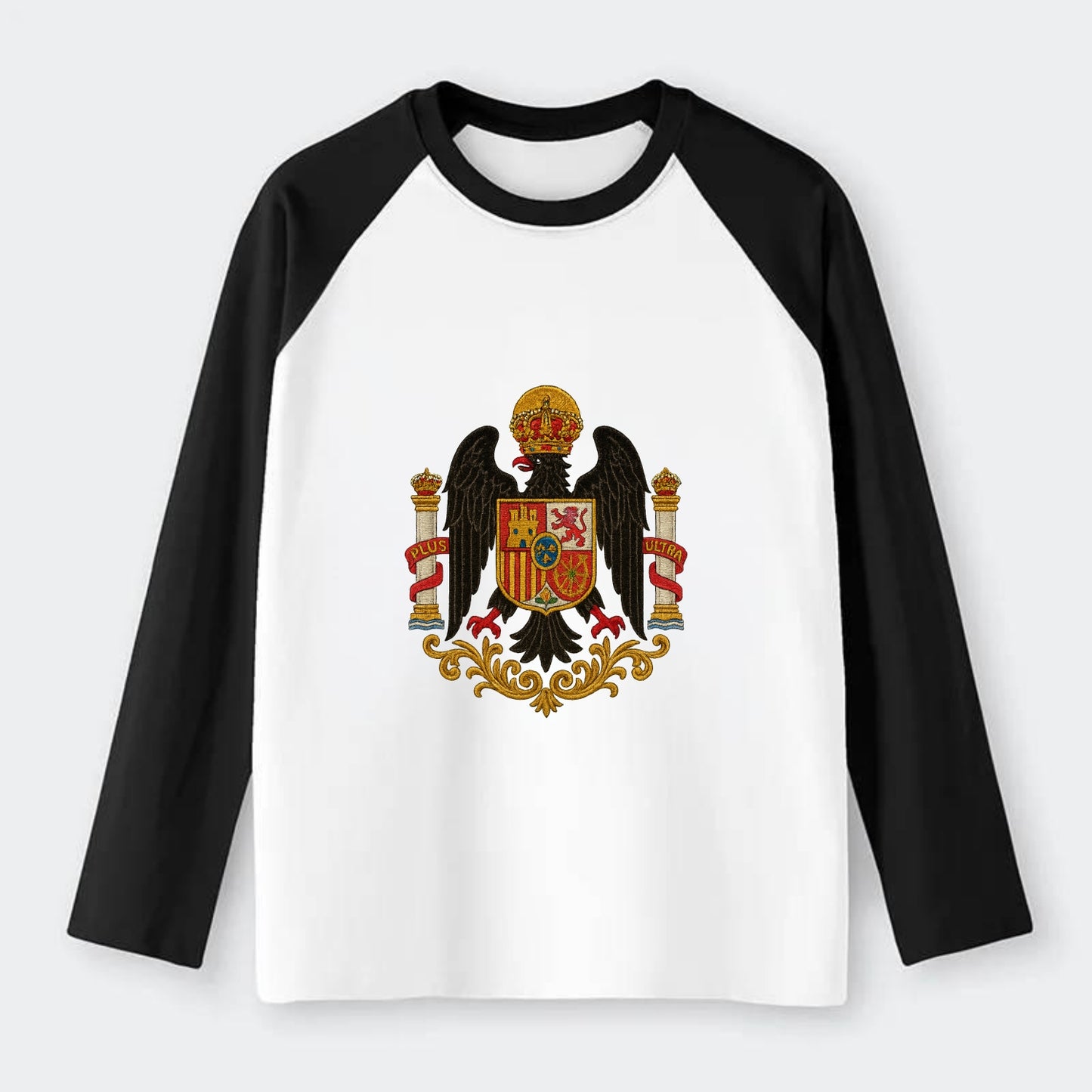 Imperial Eagle Of Spain Crest - Raglan Long Sleeve T-Shirt - Black