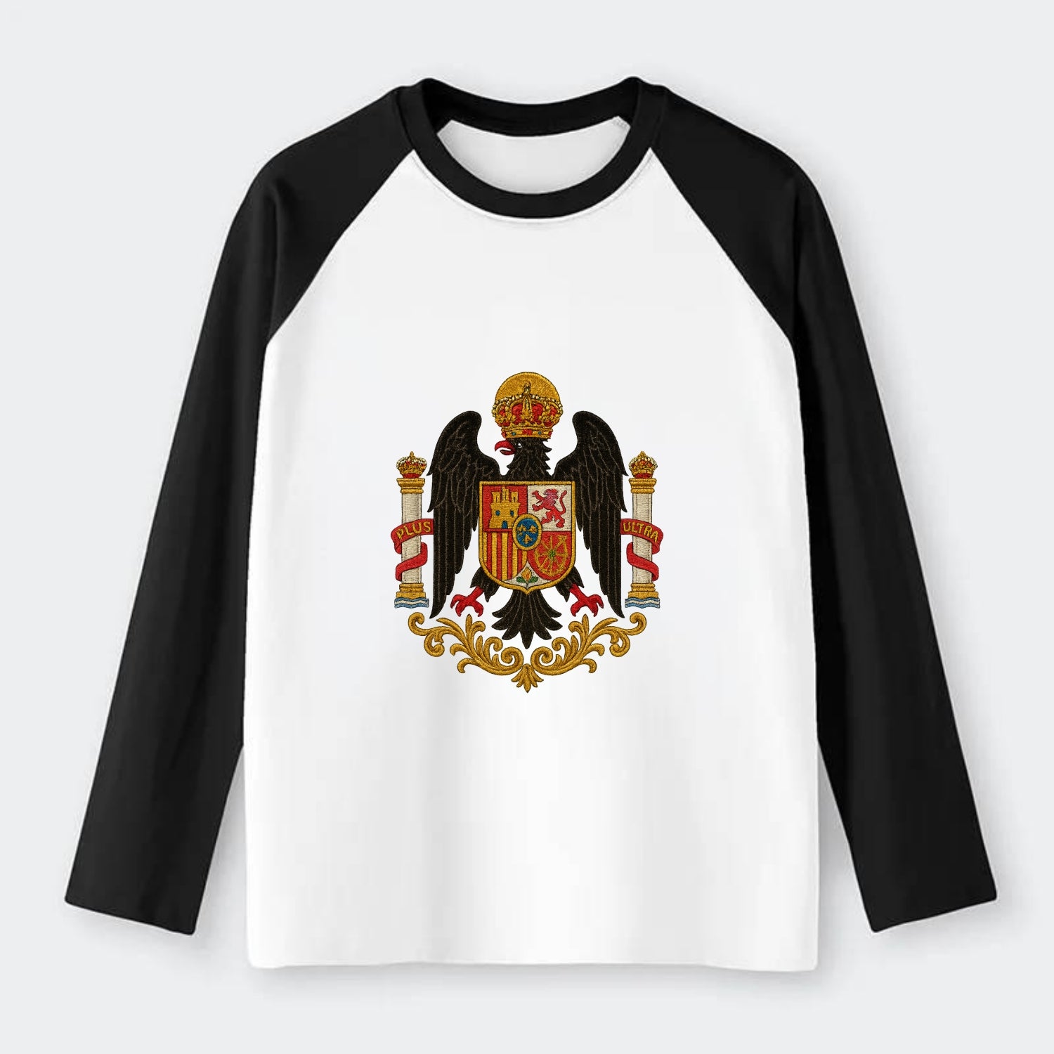 Imperial Eagle Of Spain Crest - Raglan Long Sleeve T-Shirt - Black