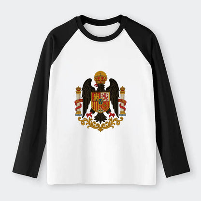 Imperial Eagle Of Spain Crest - Raglan Long Sleeve T-Shirt - Black