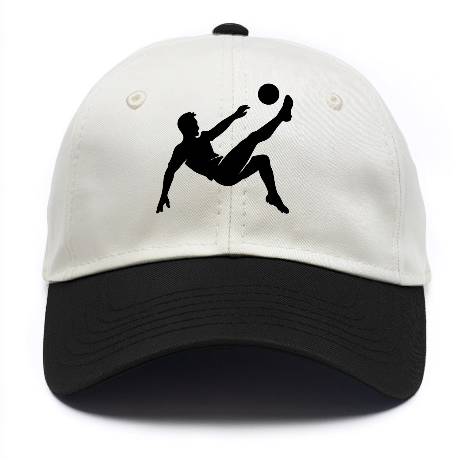 Soccer player kicking ball mid-air - Two Tone Cap - Black