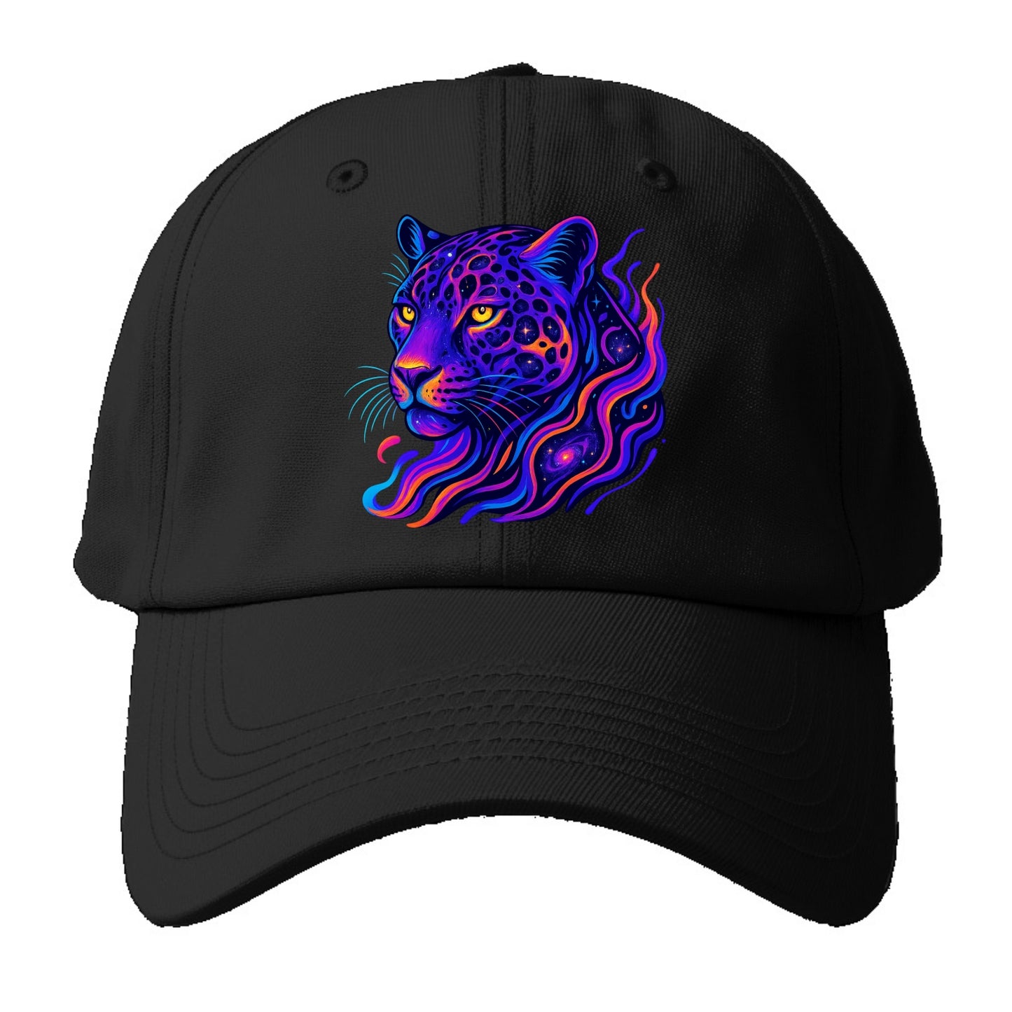Powerful jaguar with rosettes containing miniature galaxies, cosmic - Baseball Cap For Big Heads - Black