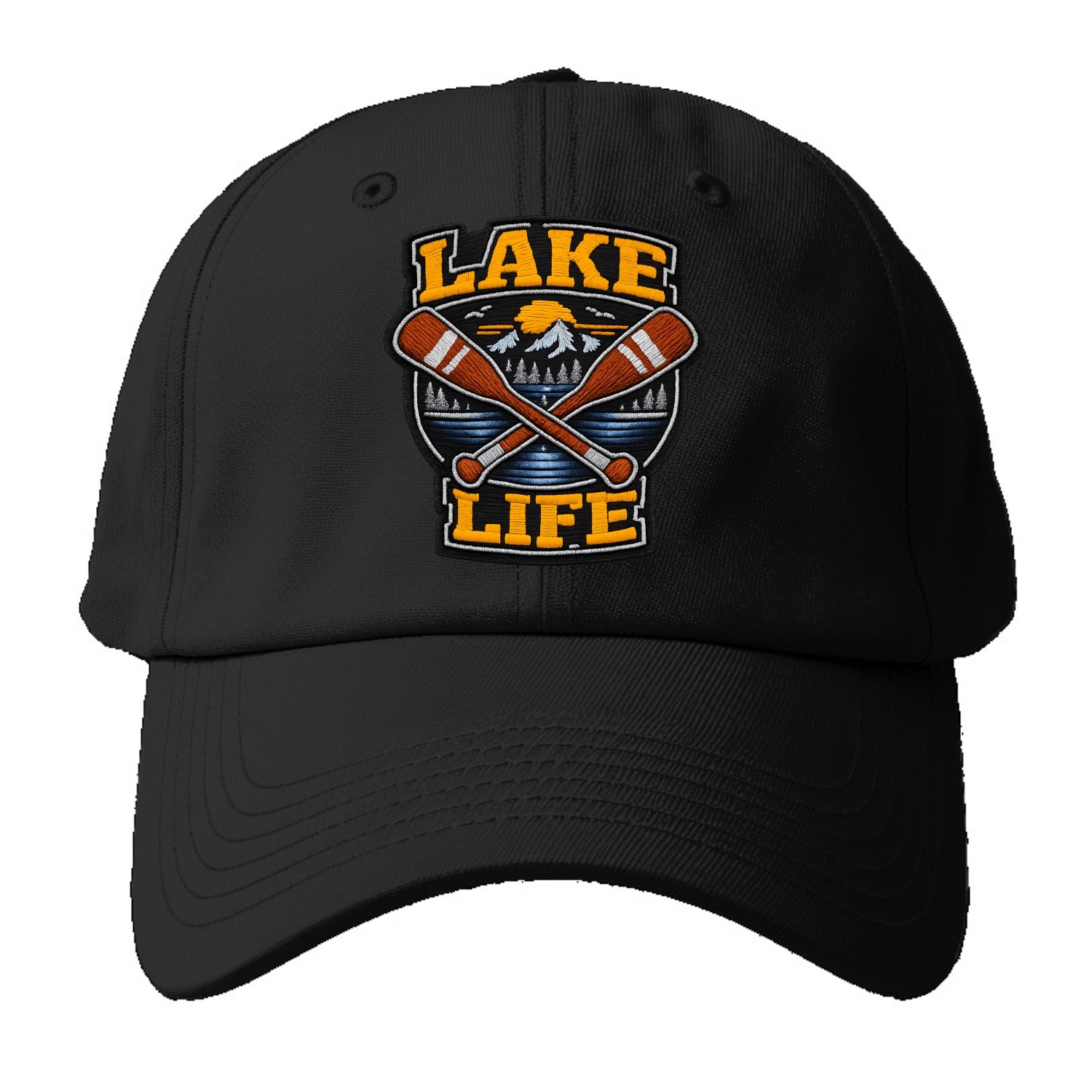 CANOE PADDLE - wooden paddle crossed in brown and cream , lake life - Baseball Cap For Big Heads - Black