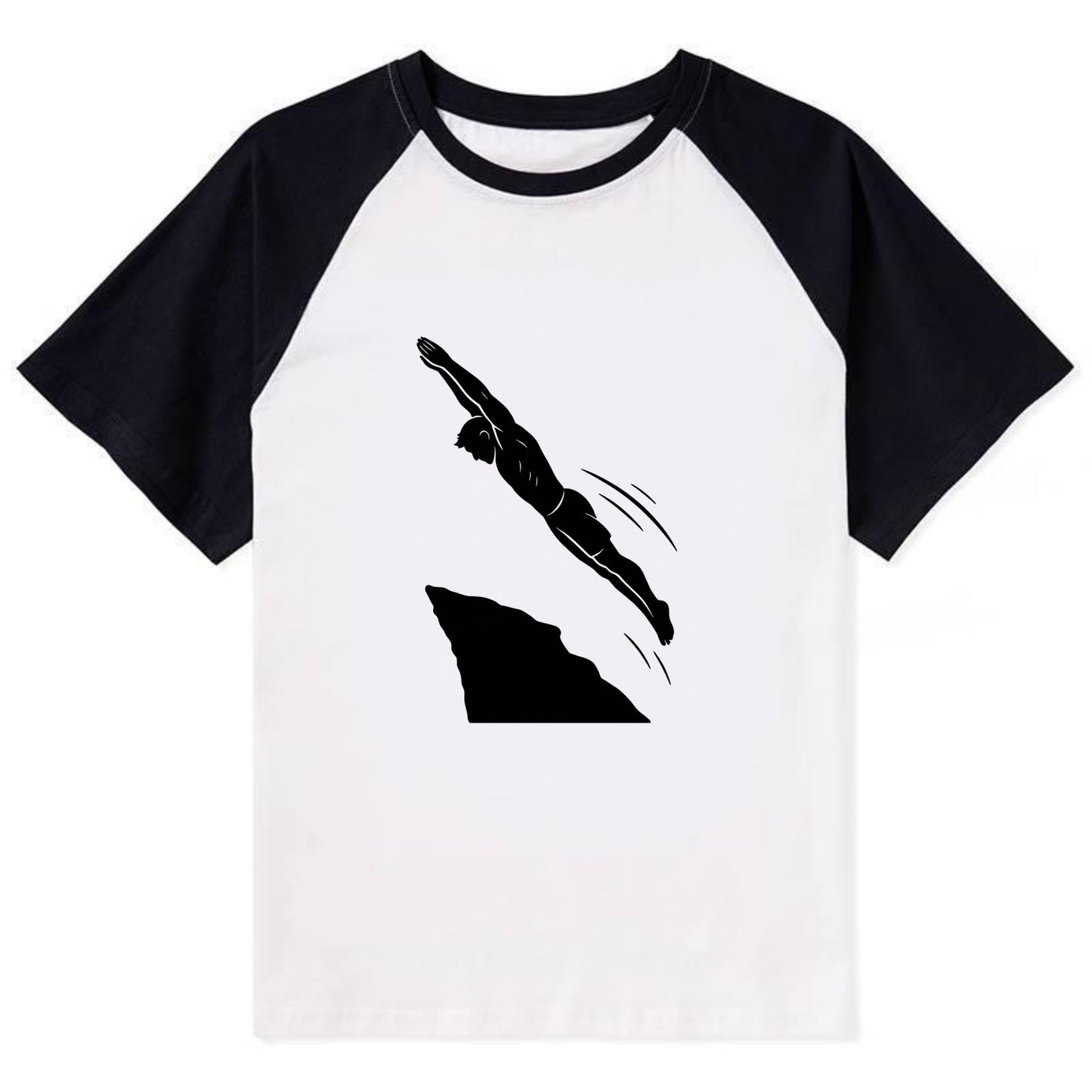 Cliff diver perfect form - Contrast Raglan T-shirt - Black