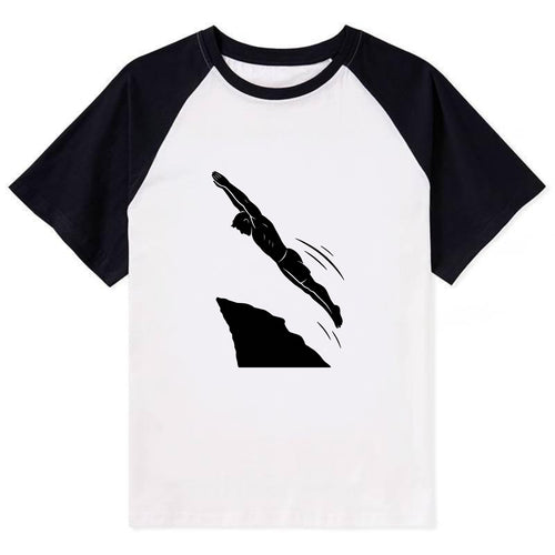 Cliff diver perfect form - Contrast Raglan T-shirt