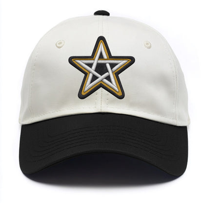 PENTAGRAM STAR - five point star in silver , protection - Two Tone Cap - Black