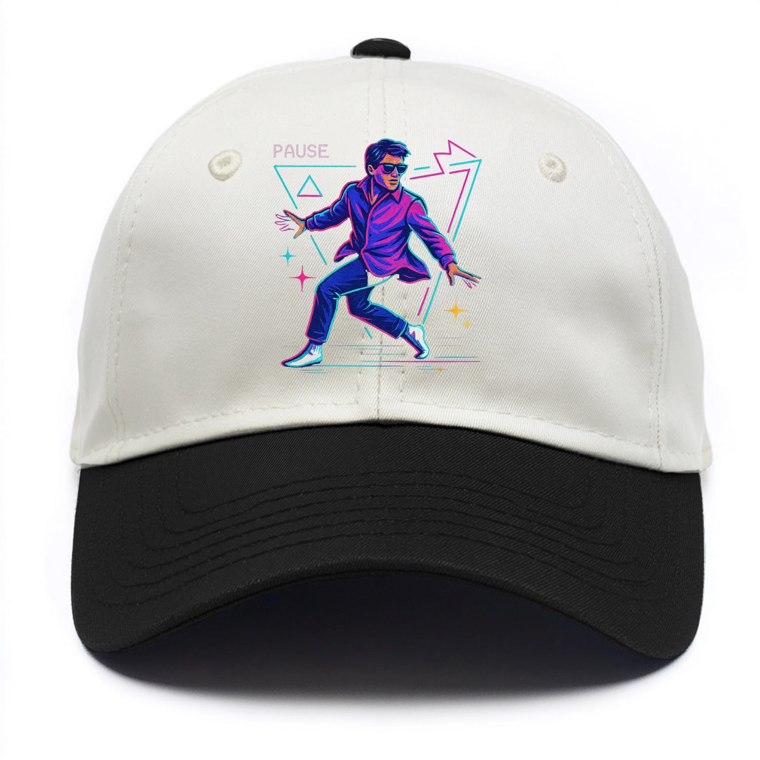 confident figure sliding across polished wooden floor in socks and sunglasses - Two Tone Cap - Black