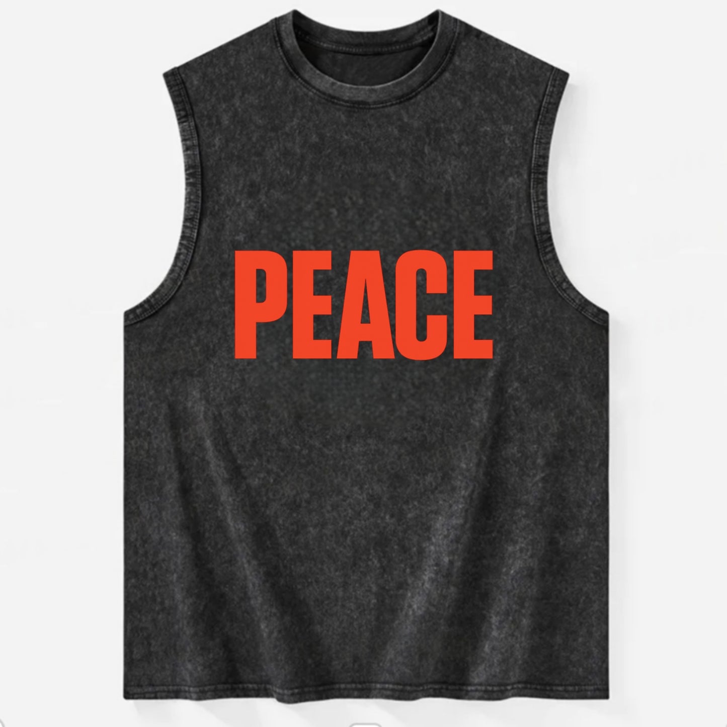 Bold typography design - "PEACE" - inner calm, tranquility, serenity - Vintage Washed Tank - Black