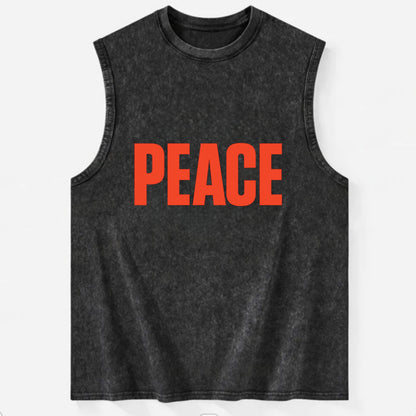 Bold typography design - "PEACE" - inner calm, tranquility, serenity - Vintage Washed Tank - Black