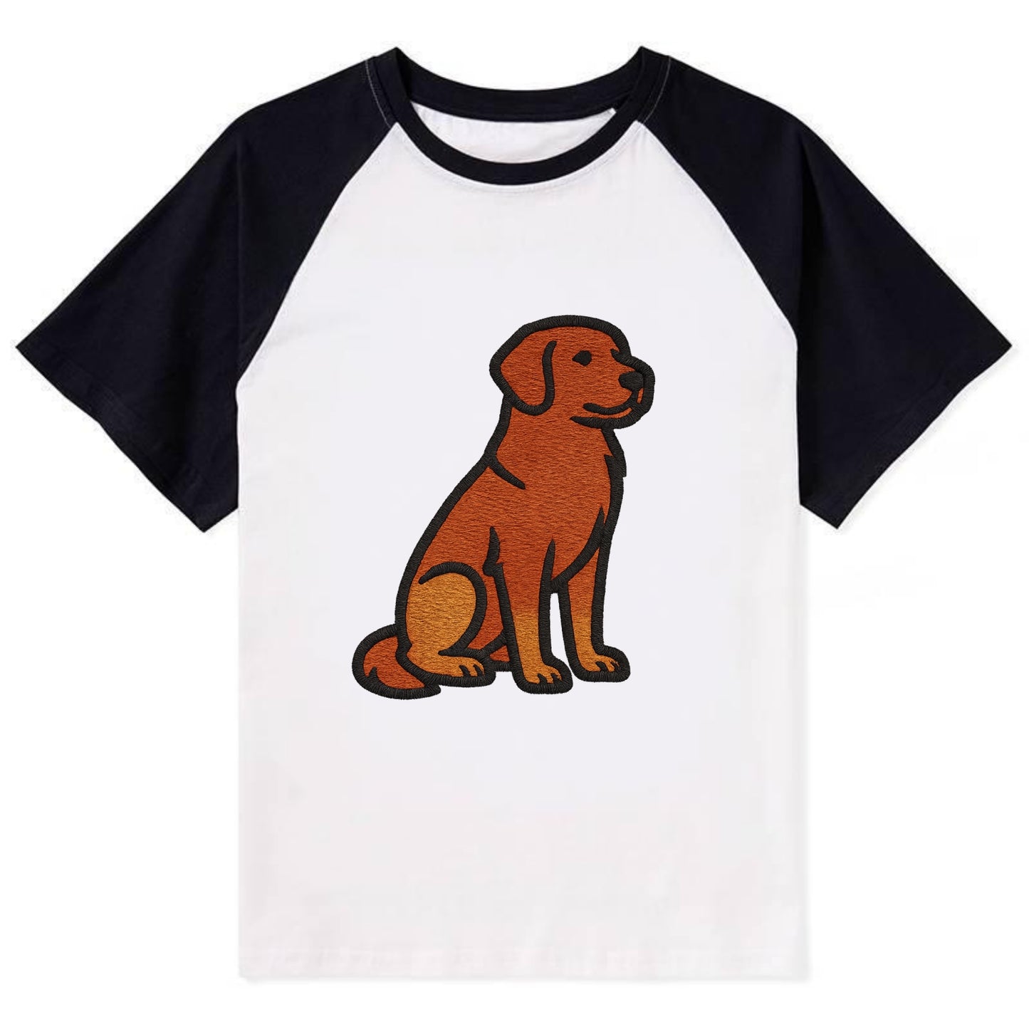 Nova Scotia Duck Tolling Retriever - Red embroidered pose - Contrast Raglan T-shirt - Black