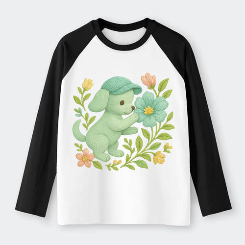 Mint Puppy - Raglan Long Sleeve T-Shirt