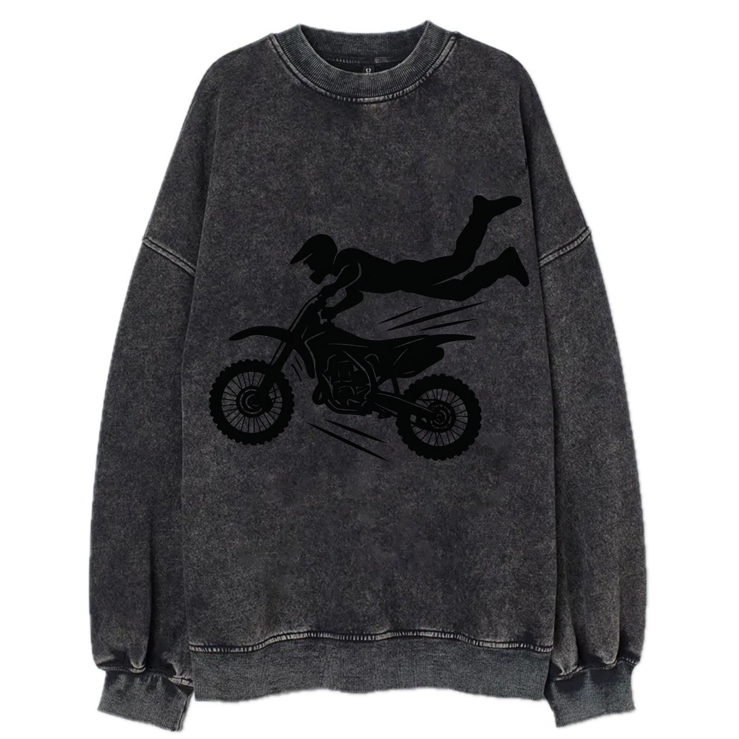 Motocross rider airborne trick - Vintage Sweatshirt - Black