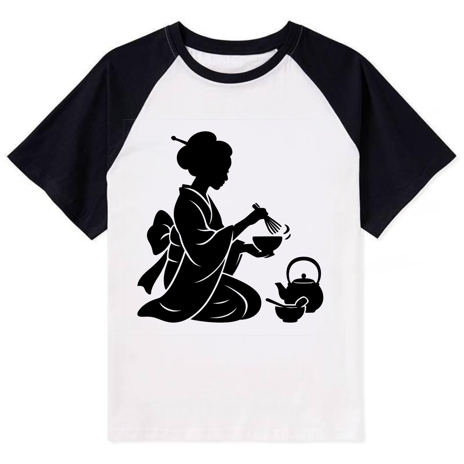 Geisha traditional tea ceremony - Contrast Raglan T-shirt - Black
