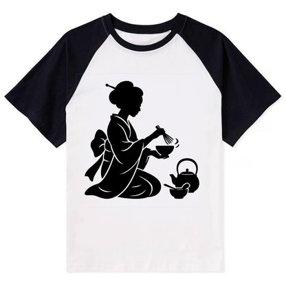 Geisha traditional tea ceremony - Contrast Raglan T-shirt - Black