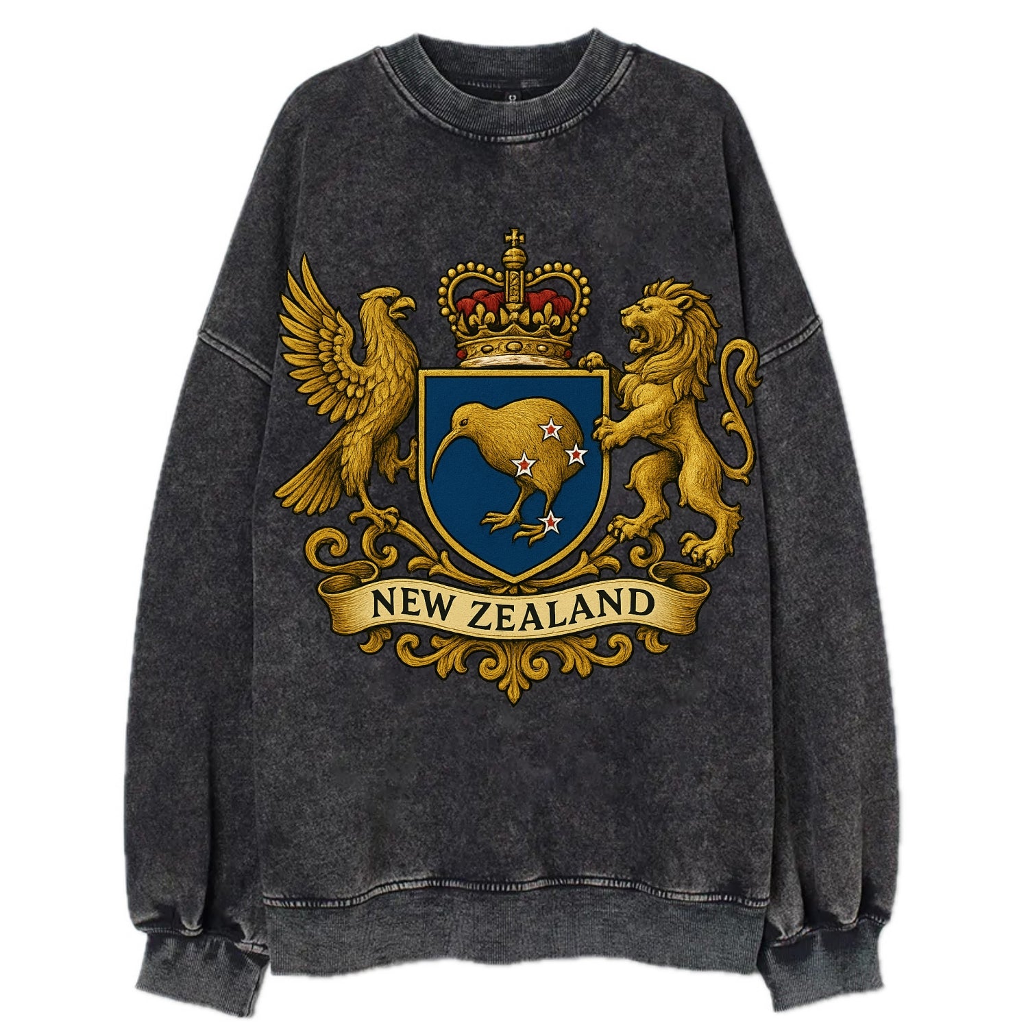 New Zealand Heritage Badge  - Vintage Sweatshirt - Black