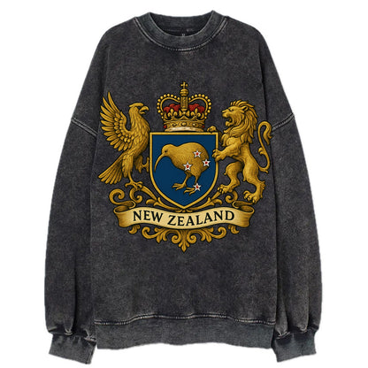 New Zealand Heritage Badge  - Vintage Sweatshirt - Black