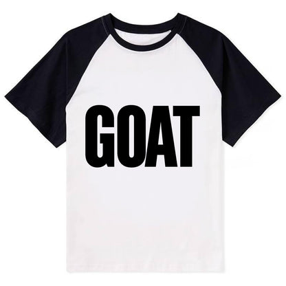 Bold typography design - "GOAT" - greatest of all time - Contrast Raglan T-shirt - Black