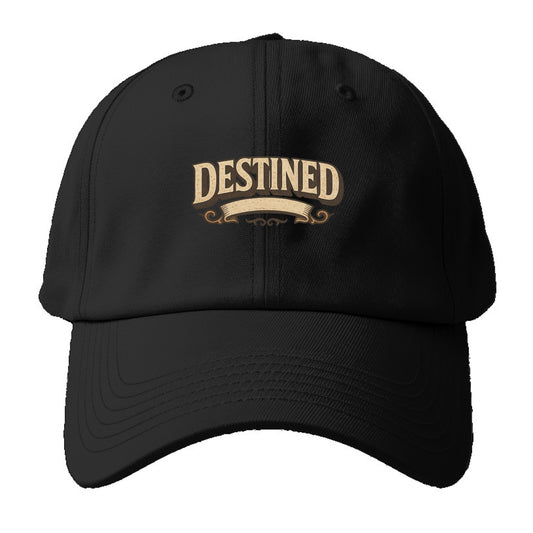 Bold typography design - "DESTINED" - fated for greatness - Baseball Cap - Black