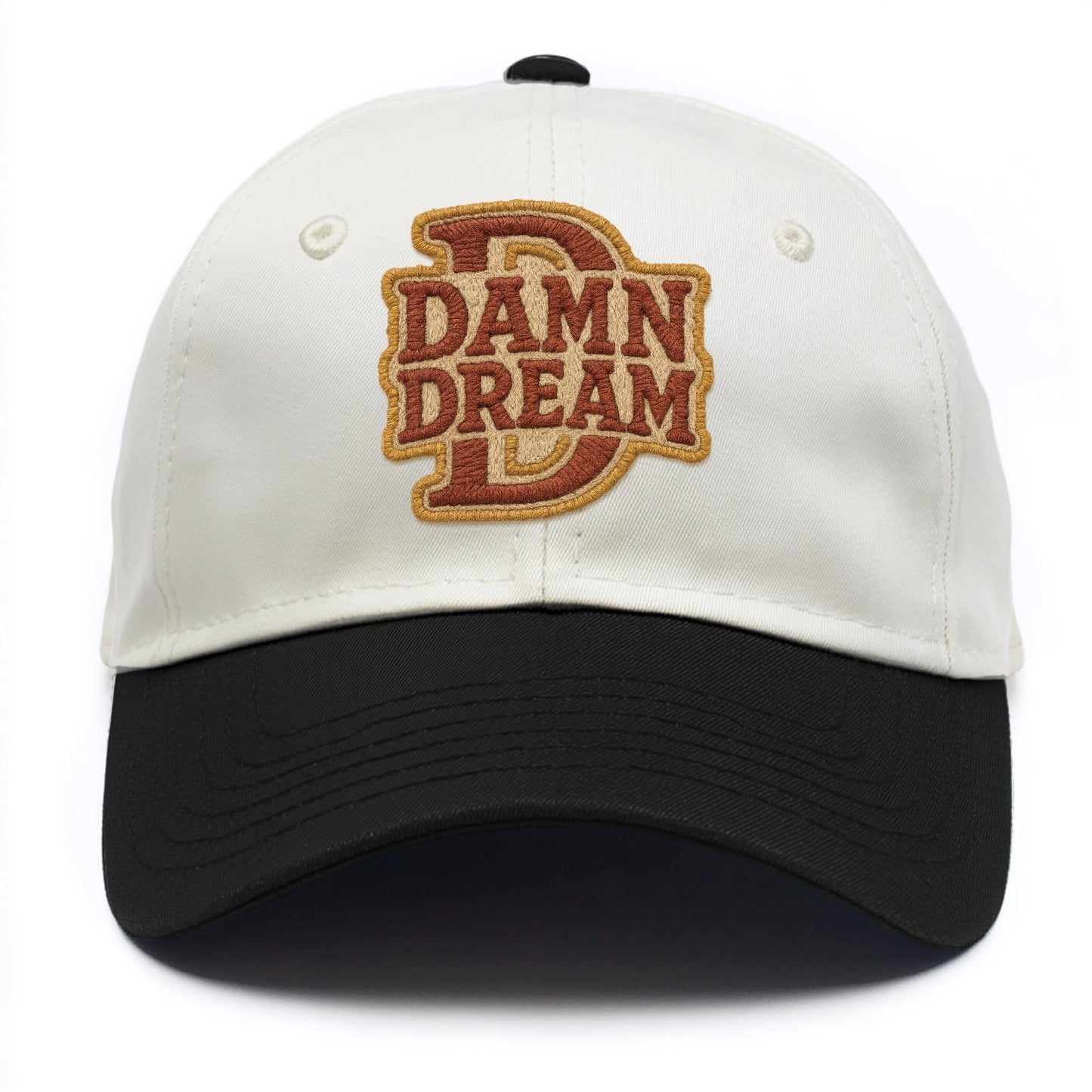 DAMN;DREAM BIG Motivational White Cap - Two Tone Cap - Black