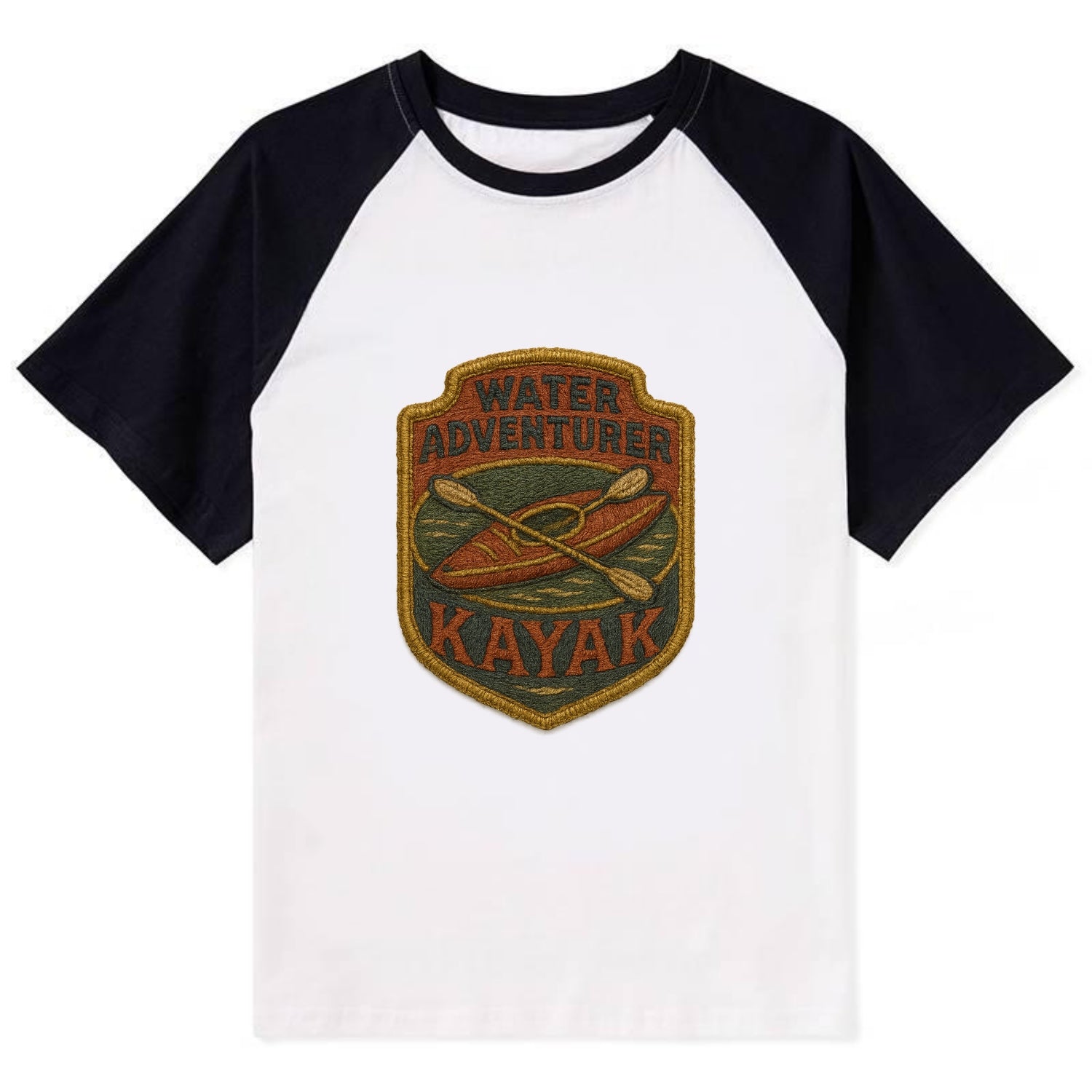 Kayak with paddle - water adventurer - Contrast Raglan T-shirt - Black