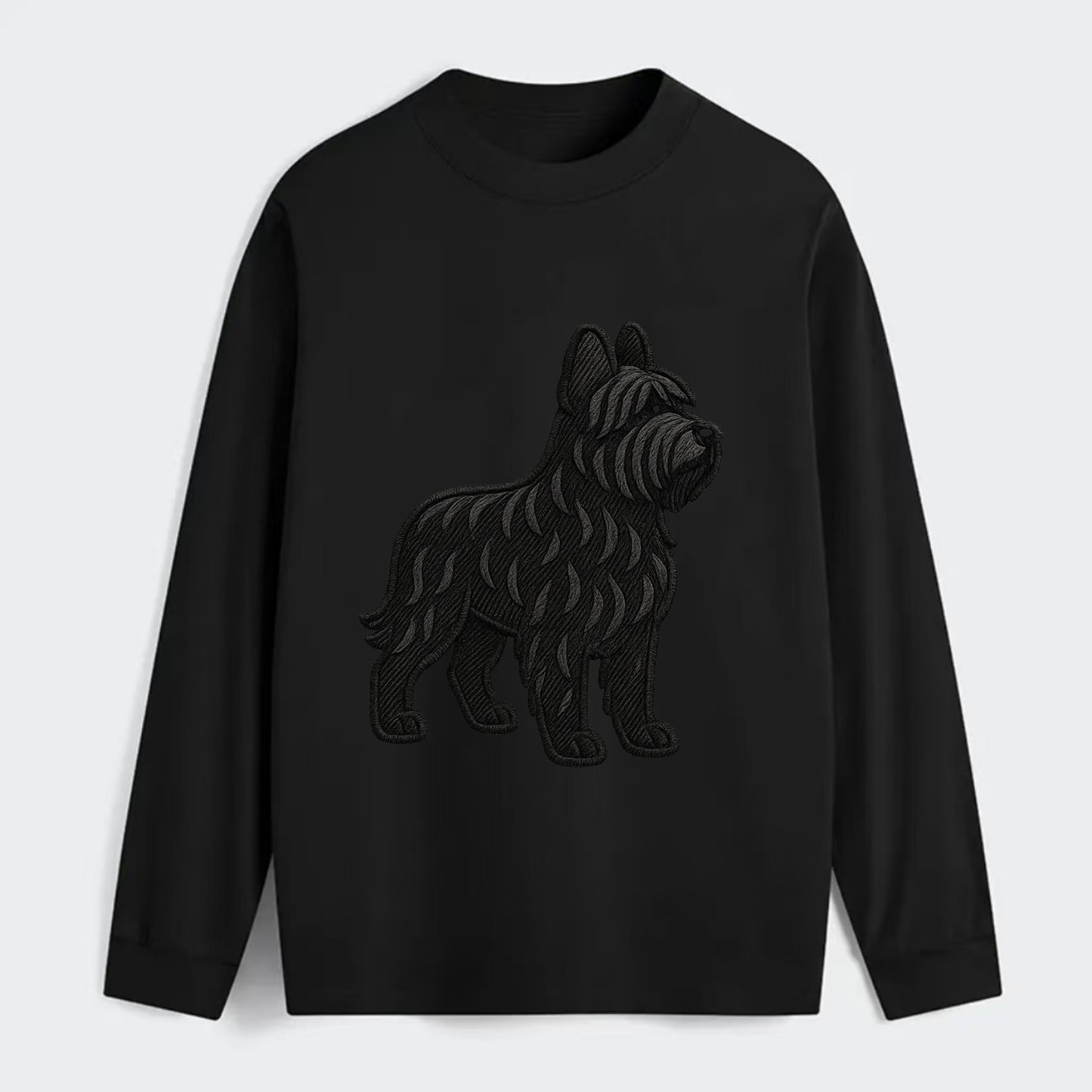 Briard - Black wavy coat embroidered herding pose - Classic Long Sleeve Shirt - Black