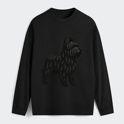 Briard - Black wavy coat embroidered herding pose - Classic Long Sleeve Shirt - Black