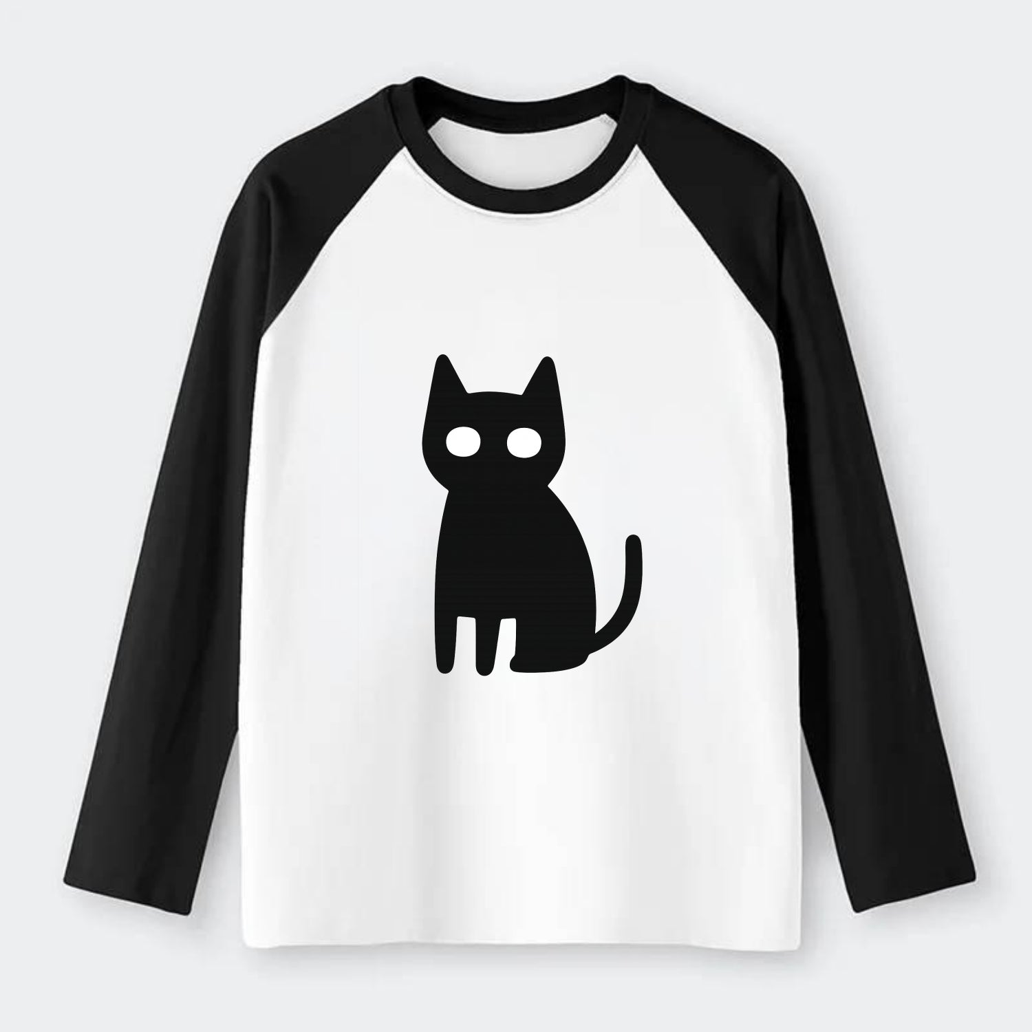 YOU MUST EMBRACE THE VOID | Black cat st - Raglan Long Sleeve T-Shirt - Black