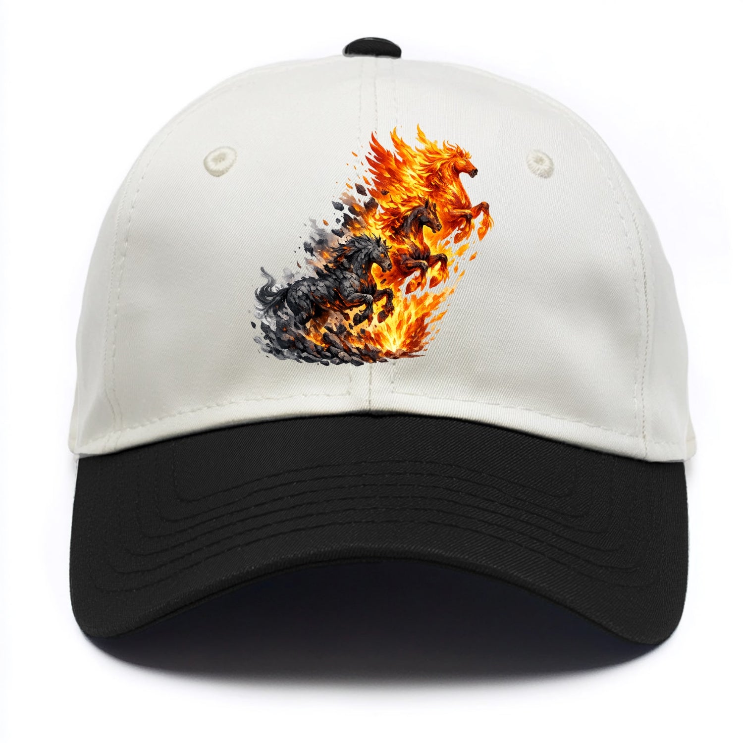 INFERNO STALLION | Horse made entirely of living flames | Blazing mane and tail | - Two Tone Cap - Black