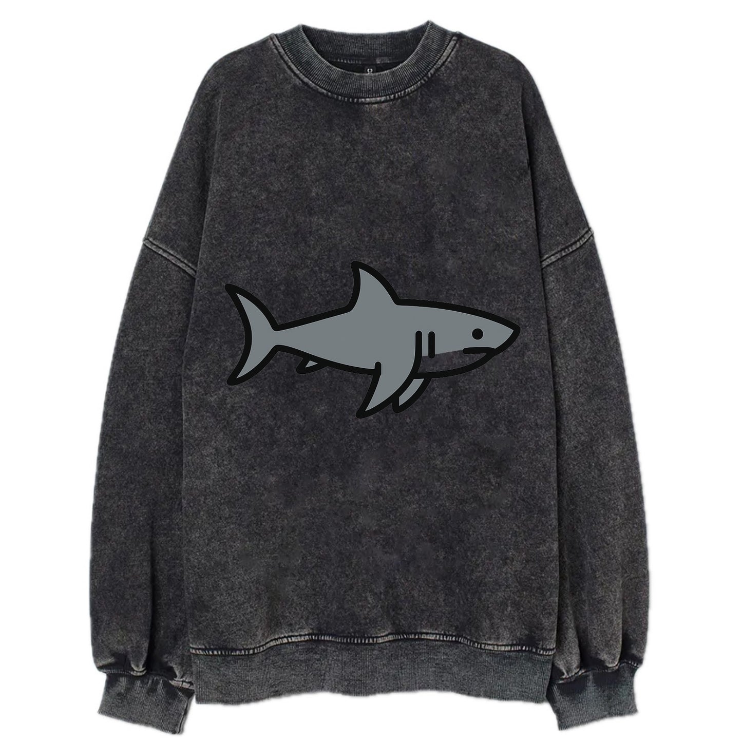Great White Shark - Gray predator flat side profile - Vintage Sweatshirt - Black